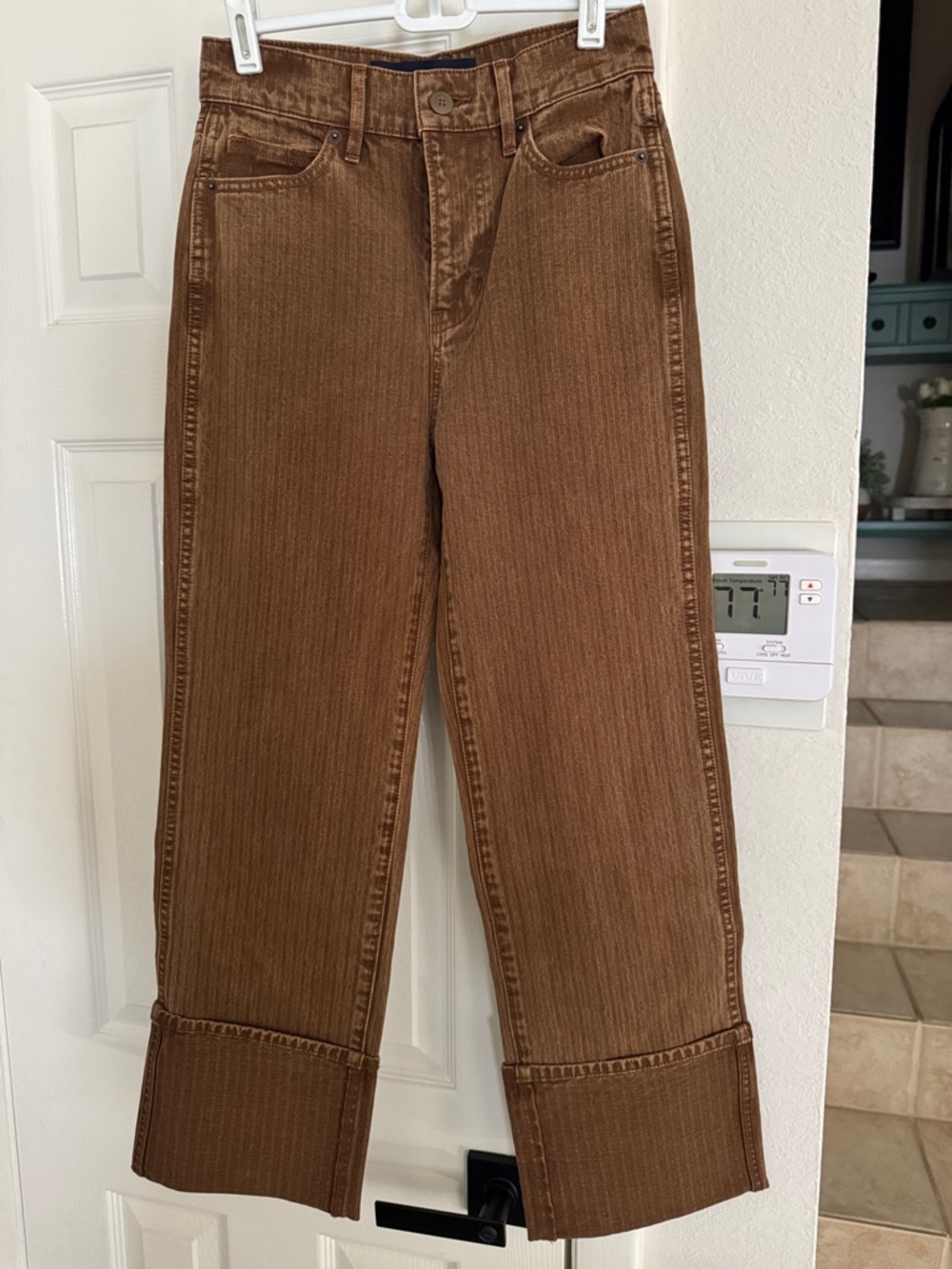 Veronica Beard Dylan High Rise Straight Leg Jeans in Deep Ochre